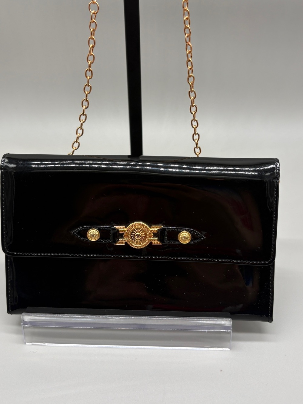 Vintage Gianni Versace Patent Leather Chain Clutch with unbranded chain